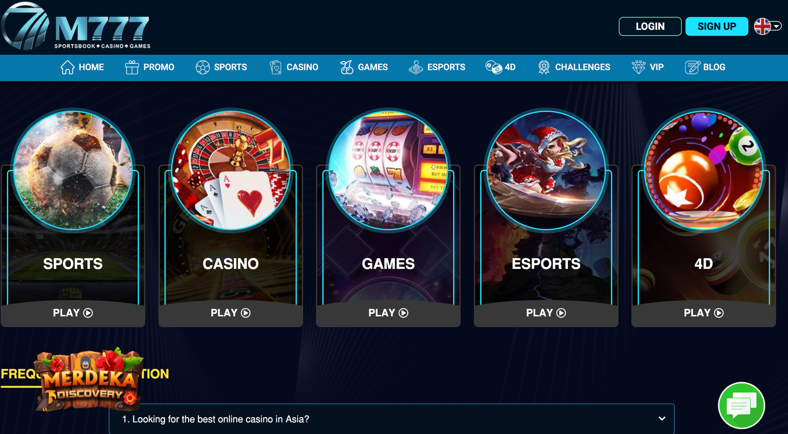 M777 Casino Website UI and UX