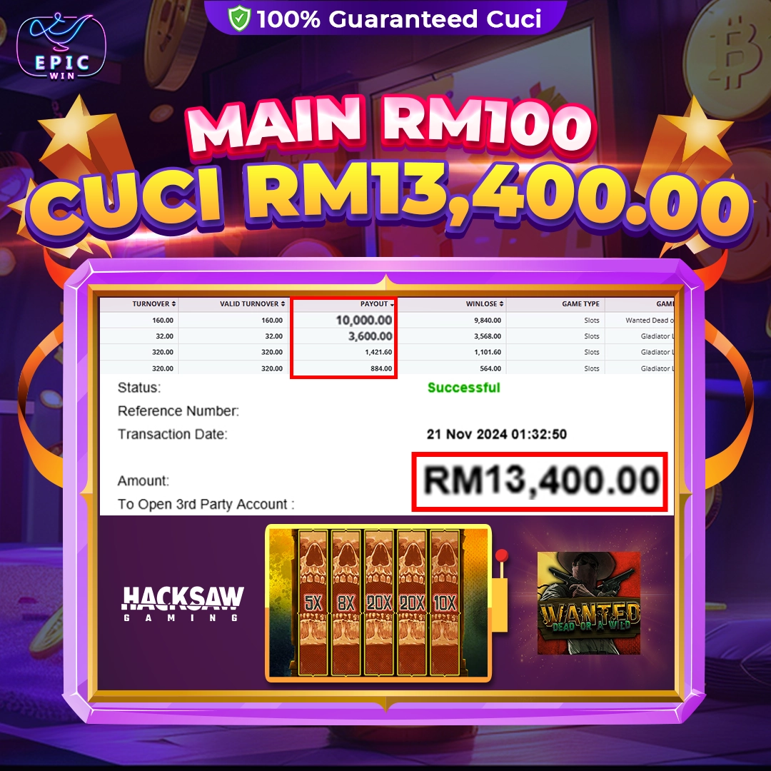 hacksaw gaming wanted win RM13,400.00