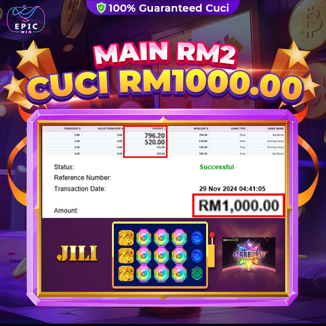 EpicWin x Jili: Starburst Win RM1000